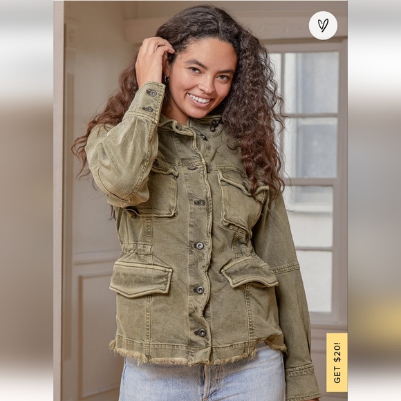 Free People Olive shirt jacket - Picture 2 of 8